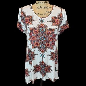 Southwestern design soft high low shirt